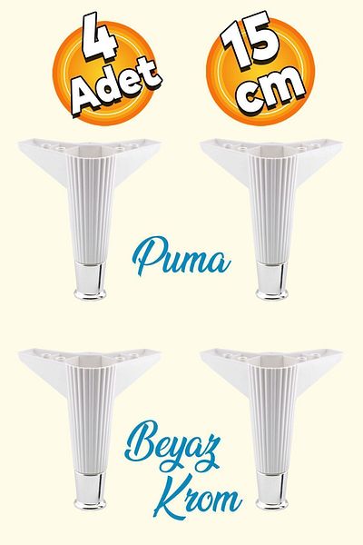 Badem10 Elista 15 Cm Alb Crom 4 Buc Mobilier Picior Canapea Masuta Tv Unitati Picioare Riser