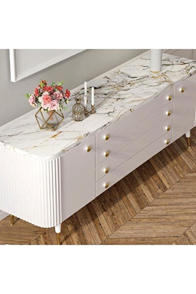 Badem10 Mobilier cu butoane Alya - Sertar de bucătărie, dulap și dulap din plastic auriu cu o singură șurub