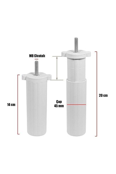 Badem10 Mobilier alb Canapea Baza Fotoliu - Picioare reglabile, Suport 14 Cm Bolt