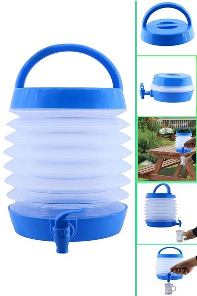 Badem10 (KATLANIR) 5.5 Litre Katlanabilir Su Sebili Termos Çeşmeli Körüklü Pi...