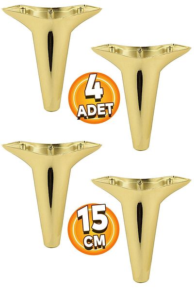 Badem10 Aspen Mobilier de lux Canapea Fotoliu Unitate TV Picior de bază Picior 15 Cm Aur (4 BUC.) Plastic