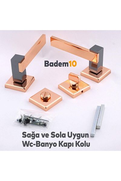 Badem10 Begonia Lux Cupru Smoked Square Rosetă Wc-Baie Mâner de ușă Mânere de ușă potrivite pentru dreapta și stânga 1 set