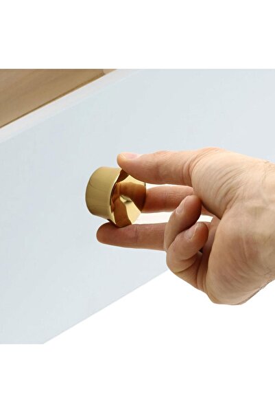 Badem10 Mayra Button Furniture - Kitchen Drawer Cabinet, Door Handle, Gold Color Metal Handle