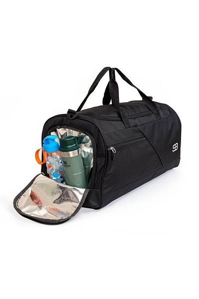 Solo Bag Large Size Unisex Black Sports Fitness and Travel Bag with Shoe Compartment Thermos