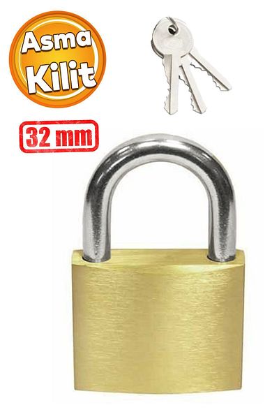 Badem10 Padlock Yellow 32 mm 3 Keyed Ring Door Case Box Lock Tosba Lock