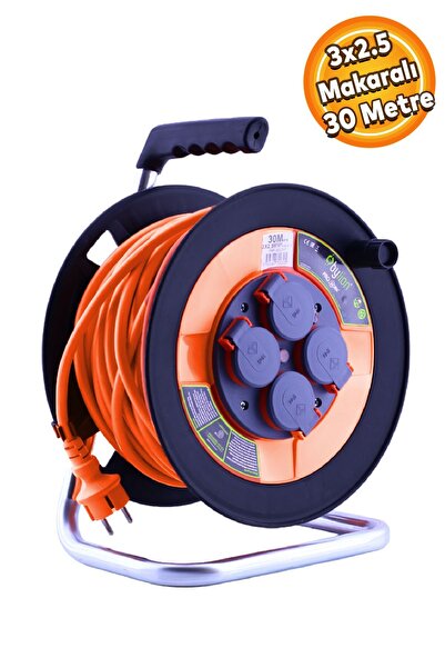 Badem10 Seyyar Ip44 Plastik Makaralı Kapaklı 4 Prizli Cca Uzatma Kablosu 3x2....