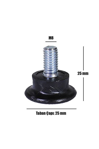 Badem10 Picioare cu articulație sferică Bingo M8 șurub 25 mm Profil negru Picioare 2,5 cm
