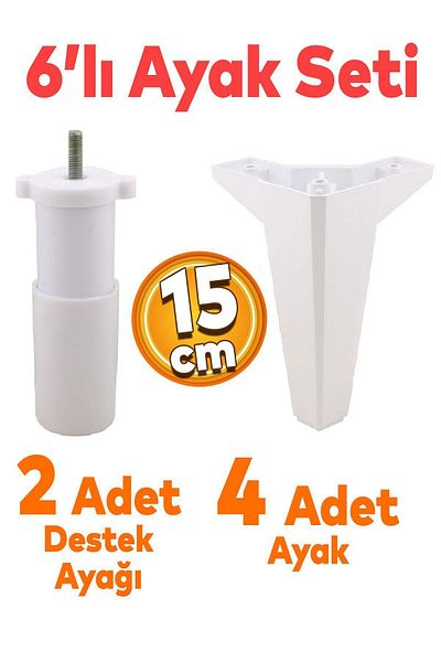 Badem10 Picioare de bază albe de 15 cm - Set de 6 mobilier, unitate TV și canapea cu suport