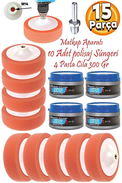 Badem10 Oto Araç Araba Pasta Cila Polisaj Süngeri Zımpara 150 Mm Pasta Matkap...