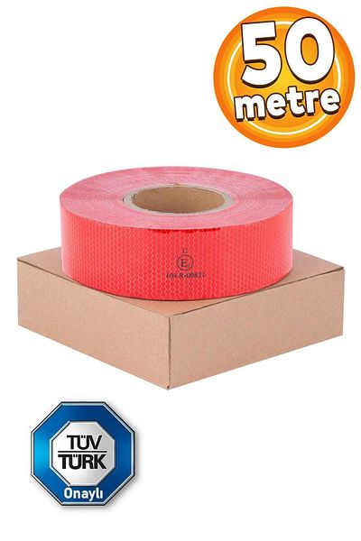 Badem10 50 Mt Red Reflective Phosphorescent Strip Tape - Tüvtürk Approved