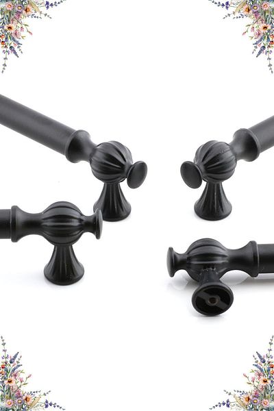 Badem10 Sertar de bucătărie din metal negru 160 mm Ușă pentru medicamente din metal negru 160 mm Mâner