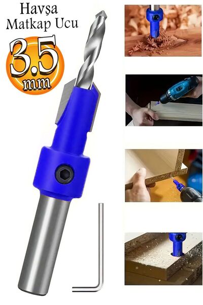 Badem10 Havşa Ahşap Açma Matkap Ucu 3.5 mm Havşalı