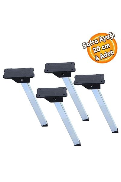 Badem10 Black Metal Plastic Tableware Leg - Folding Base, 20 Cm (4 PCS)