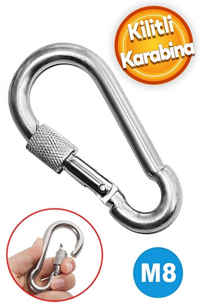 Badem10 8 Mm Kilitli Karabina Paslanmaz Çelik Tırmanma Dağcılık Kamp Ekipmanı...