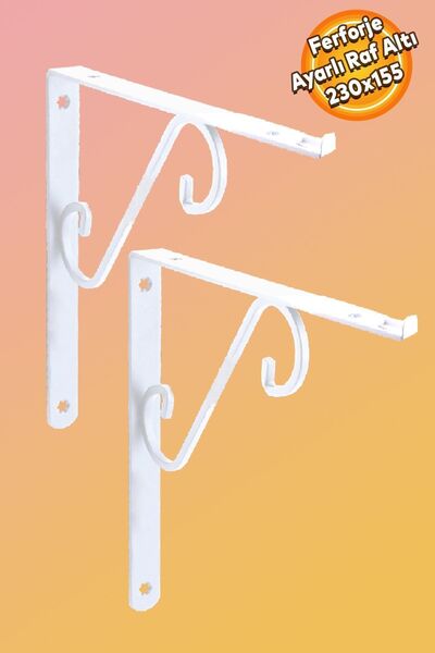 Badem10 Raf Altı Raf Tutucu Ayak Ferforje Beyaz Ayarlanabilir Aparatlı 230 x ...
