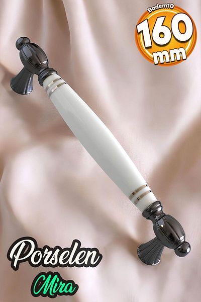 Badem10 Mira (PREMIUM) Porțelan alb cu dungi afumate 160 mm Mobilier Bucătărie Sertar Dulap Mâner Mâner