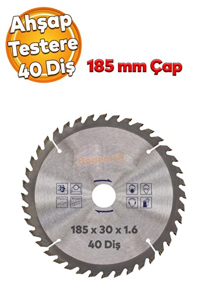 Badem10 Ahşap MDF Mobilya Tahta Sunta Dolap Kesme Testeresi Metal Elmas Testere 185 mm 40 Diş