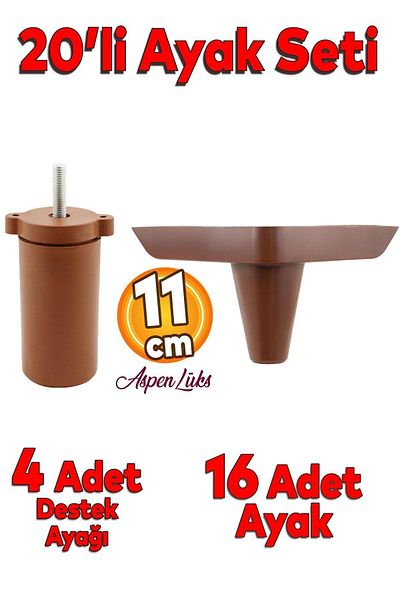 Badem10 Set de 20 de mobilier de lux Aspen Canapea Canapea Unitate TV Suport picior 11 cm Model din lemn