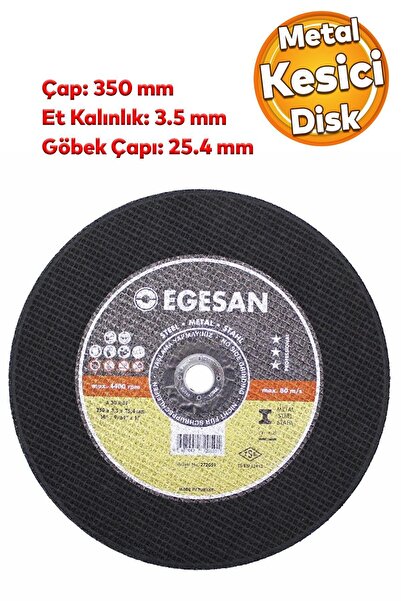 Badem10 Egesan Metal Kesici Taş Disk Taşlama Spiral Demir Kesme Diski 350x3.5x25.4 mm