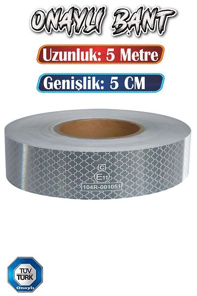 Badem10 5 Meters 5 cm White Reflective Tuvturk Approved Phosphorescent Strip Tape - Warning Tape