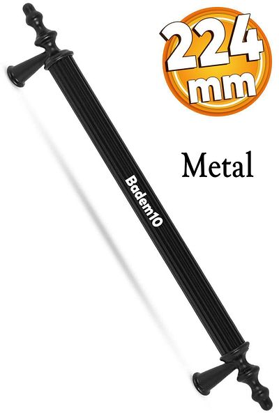 Badem10 Negru Metal Mat - Ovacık (224 MM - 22,4 CM), Mobilier Bucătărie Sertar Dulap și Mâner