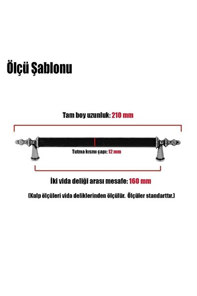 Badem10 Ovacık (160 MM - 16 CM) Metal Mat Siyah Mobilya Mutfak Çekmece Dolap Dolabı Kulpu Kulbu Kulpları