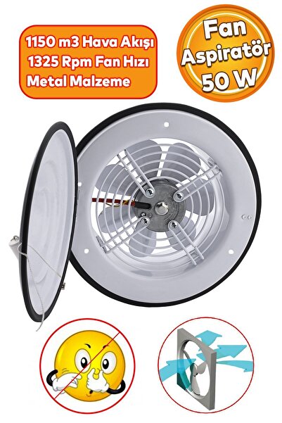 Badem10 Kapaklı Vantilatör 300 Mm Banyo Wc Işyeri Havalandırma Aspiratörü Fanı Kirli Hava Kötü Koku Metal