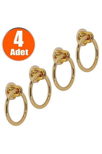 Badem10 Pendulum Cabinet Cabinet Handle Handles Handle Gold Metal Ring Handle (4 Pcs) Furniture Kitchen Drawer