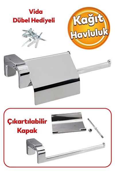 Badem10 Banyo Lavabo Mutfak Aparat Uzun Kağıt Havluluk Kapaklı Kağıtlık 26 cm...