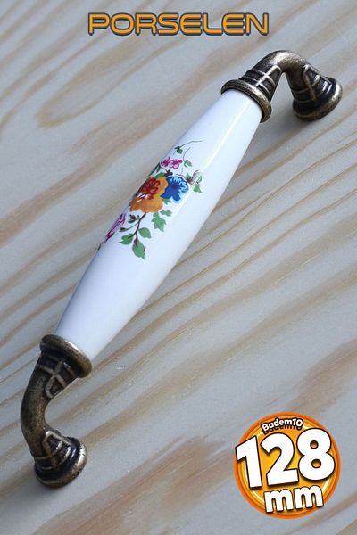 Badem10 Dulap cu sertar de bucătărie din porțelan - mâner de 128 mm/12,8 cm alb (PREMIUM)