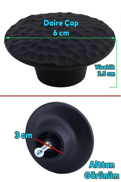 Badem10 Elegans Black Plastic Matte Club - Capac dulap sertar bucătărie