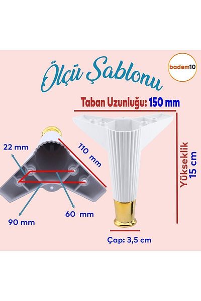 Badem10 Elista 15 Cm Aur Alb Aur 4 Buc Mobilier Picior Masă de cafea Unitate TV Picioare Riser