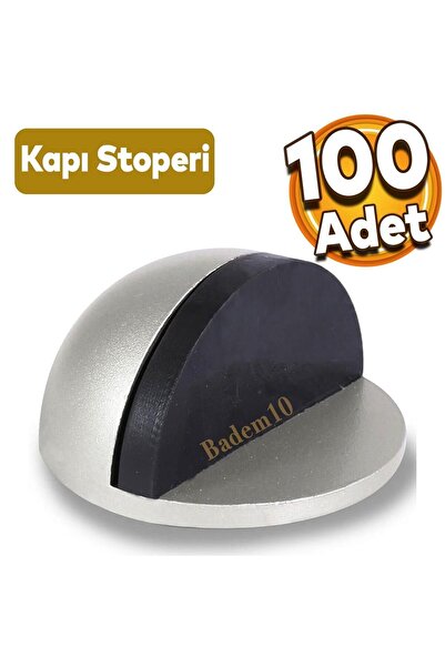 Badem10 Yarımay Yapışkanlı Kapı Kolu Stoperi Tamponu Stop Metal Durdurucu Tutucu Tutacağı Gri 100 Adet