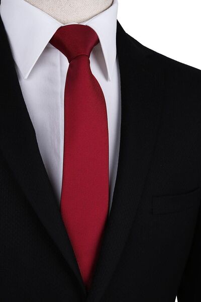 Kravatkolik Koyu Kırmızı Nokta Desen Slim Kravat Sk7588