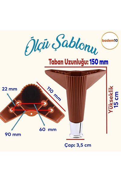Badem10 Elista Set 6 - Fotoliu Mobilier și Suport TV, 15 Cm Picior Suport Cromat Nuc