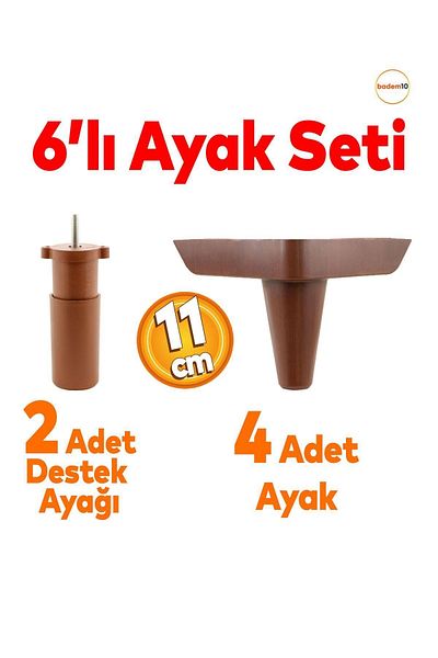 Badem10 Aspen Set 6 Mobilier Unitate TV Canapea extensibilă Fotoliu Baza de canapea Suport picioare 11 Cm Maro