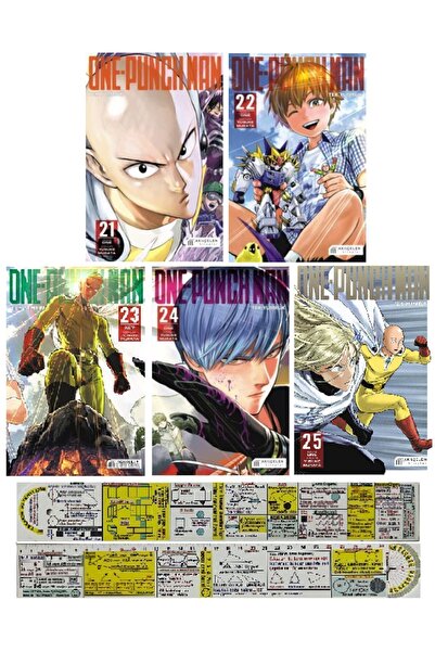 Akıl Çelen Kitaplar One-Punch Man 21-22-23-24-25. Ciltler Manga Seti + Matema...