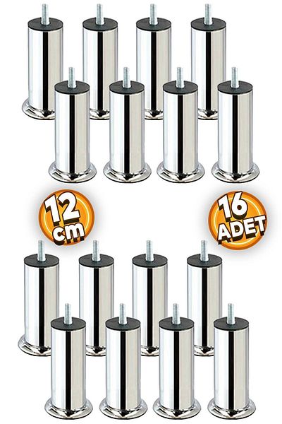 Badem10 M8 Furniture Sofa - Fine Tooth Metal Legs, 12 Cm Heightening Legs, 16 Pieces