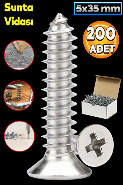 Chipboard Screw 5x35 Mm Package 200 Pieces Pointed Wood Board Wood Furniture Foot Handle Screw