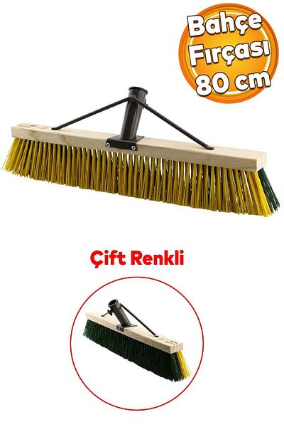 Badem10 Construction Rubble Leaf Sweeping Collecting Park Garden Outdoor Cleaning Wooden Hard Brush 80 cm