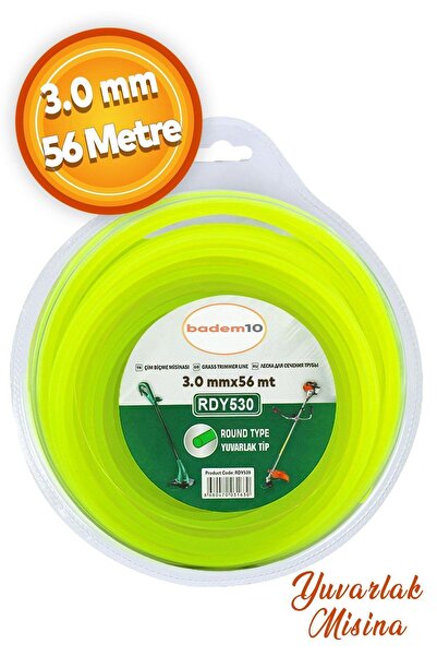 Badem10 Tırpan Misinası Motorlu Tırpan Yuvarlak Misina 3 mm 56 Metre Çim Ot B...