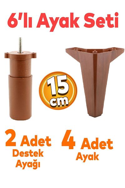 Badem10 Cedru Set 6 Mobilier Unitate TV Canapea extensibilă Fotoliu Canapea Suport Picior 15 cm Model Lemn Picior de bază