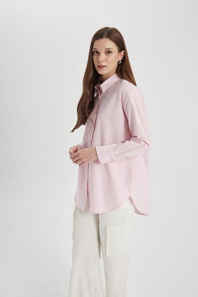 DeFacto Relax Fit Oxford Tunic πουκάμισο - Μακρυμάνικο B8309AX24SP