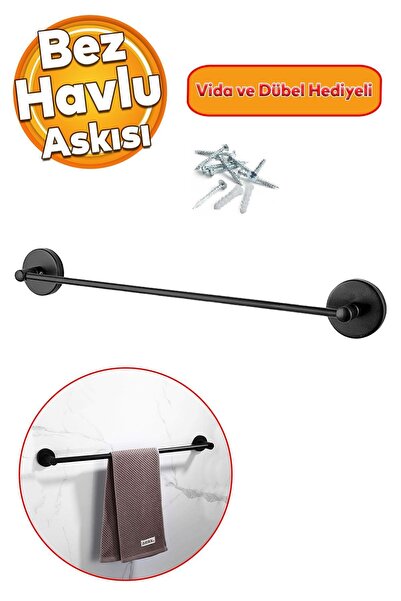 Badem10 Vidalı Askılık Sağlam Askı Metal Siyah Bez Havlu Asma Askısı Aparatı ...