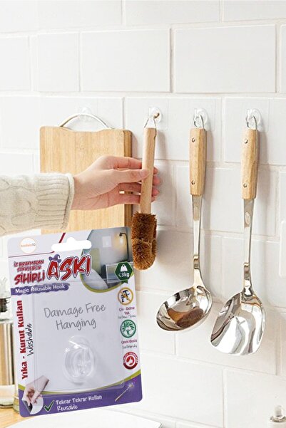 Badem10 Kendinden Yapışkanlı Kapı Askılığı Duvar Banyo Mutfak Askısı