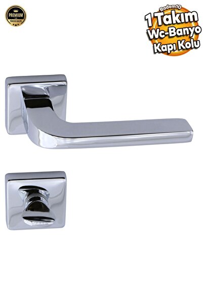 Badem10 لون الكروم Tog - مقبض باب الحمام مع شارة مربعة، مقبض مناسب لليد اليمنى واليسرى