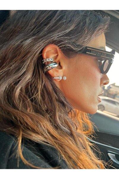 Rossetto Atelier Special Design Vip Series Steel Full Zircon Stone Silver Ear...
