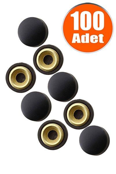 Badem10 Dekoratif Vida Kapağı Kapatıcı 15 Mm Mat Siyah Metal Vida Tapası Tıpası (100 ADET)