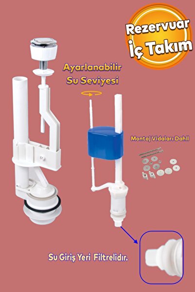 Badem10 Rezervuar Basmalı İç Takımı Alafranga Oturmalı Tuvalet Klozet Sifon İ...