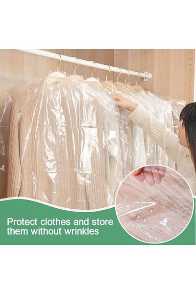 BossPack Transparent Clothes Bag (60 X 120cm) Protective Nylon Bag with Hanger Holes (10 Pcs)